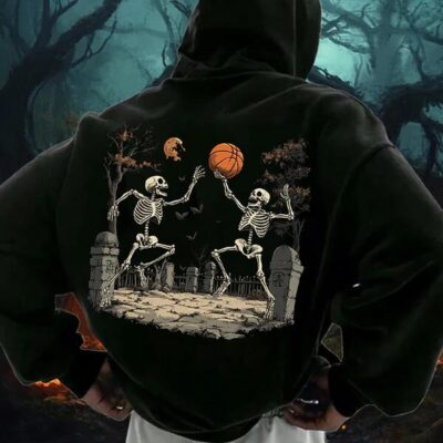 Spooky Season Basketball Lover Men's Fleeced Hoodie