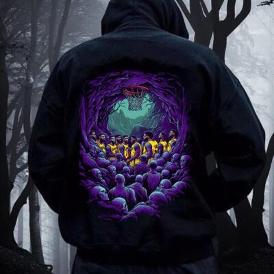 Spooky Halloween Skeleton VS Basketball Players Battle Hoodie